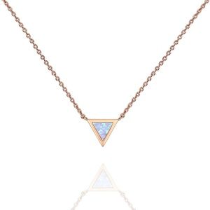 Women's 14k Rose Gold Plated Triangle Opal Necklac